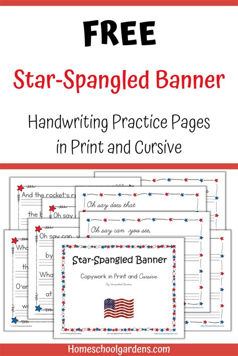 Star Spangled Banner Handwriting Practice Free Printable In 2021