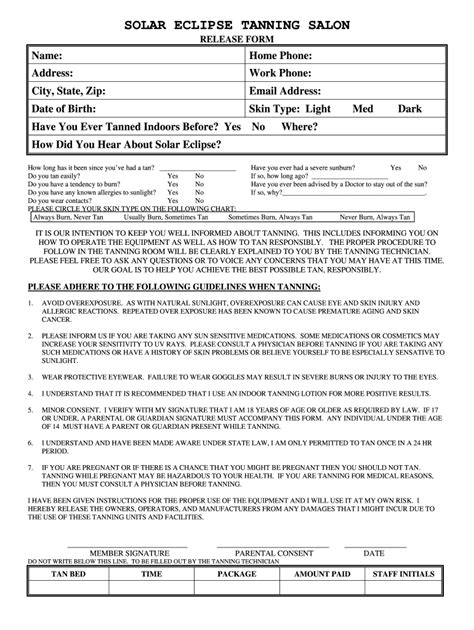 Tanning Bed Waiver Form Fill Out And Sign Online Dochub