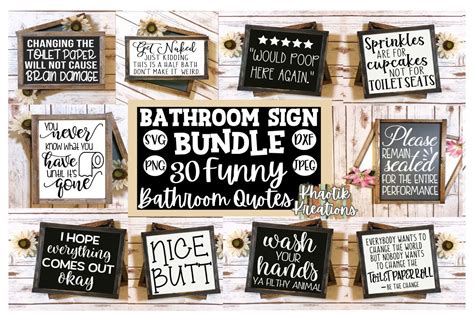 Bathroom Sign Bundle Svg Funny Bathroom Quotes Svg Cut