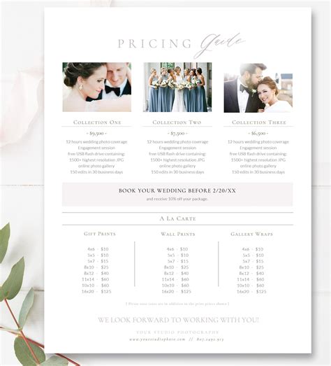 Wedding Photographer Pricing Guide Template Photography Etsy