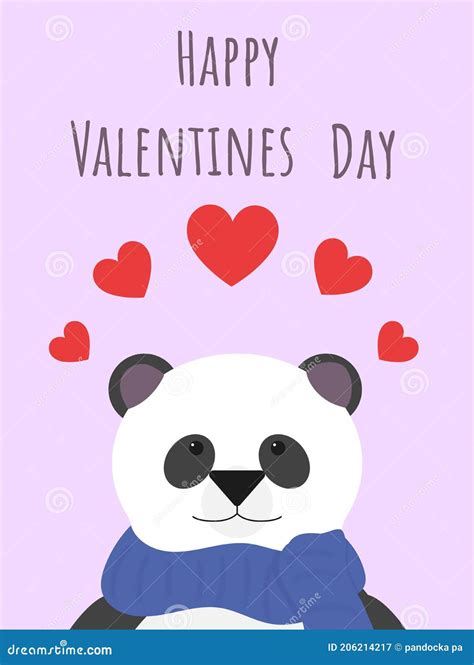 Portrait Of A Cute Panda Valentine S Day Card Cute Panda Wishes You