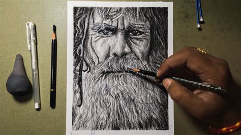 How To Draw Beard And Facial Hair Of An Old Man Realistic Drawing P
