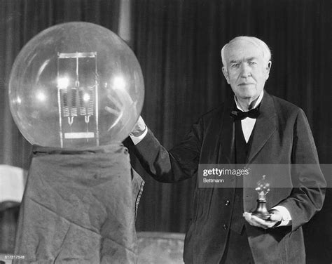 Thomas A Edison Exhibits A Replica Of His First Successful News