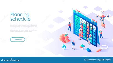 Modern Flat Design Isometric Concept Of Planning Schedule For Banner