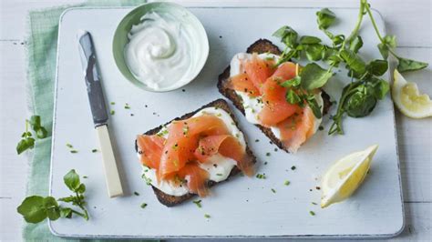 In all kinds of dips, canapes, and other appetizers; BBC Food - Recipes - Smoked salmon open-topped sandwich
