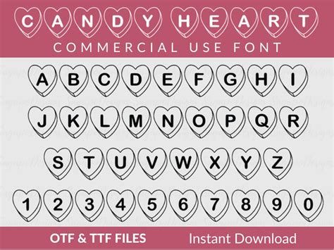 Candy Heart Font Ttf And Otf Conversation Hearts Font Valentines Day