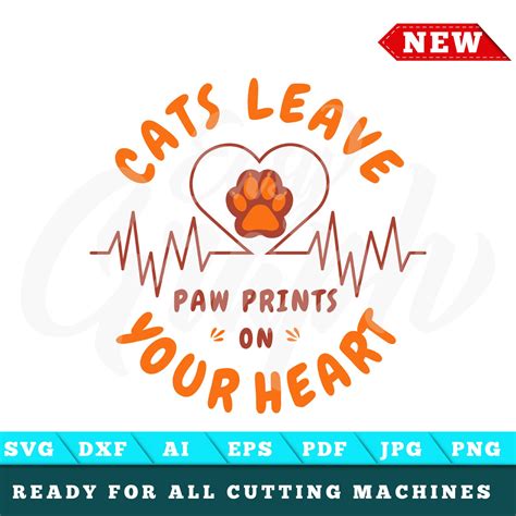 Cats Svg Filecat Paw Print Svgcats Leave Paw Prints On Your Etsy