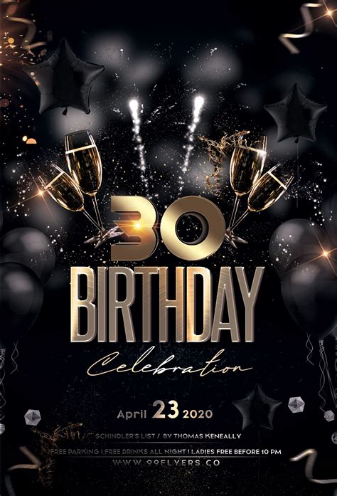 Birthday Bash Gold And Black Free Psd Flyer Free Psd Flyer Templates