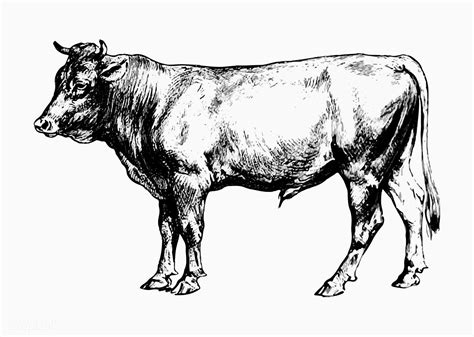 vintage bull illustration vector free image by in 2020 vintage drawing bull