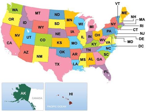 States Of Usa State Abbreviations Us State Map World Map With States
