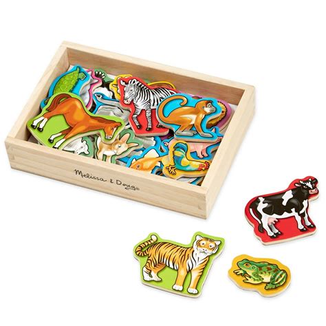 Melissa And Doug 20 Wooden Animal Magnets In A Box