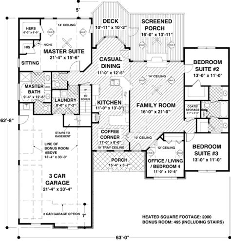 Traditional Style House Plan 4 Beds 25 Baths 2000 Sqft Plan 56 578