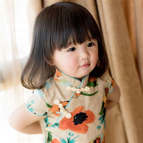 2016 New Cheongsam Kids Female Child Summer Linen Cotton Tang Suit