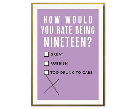 How Would You Rate Being Nineteen Funny 19th Birthday Card Etsy Uk