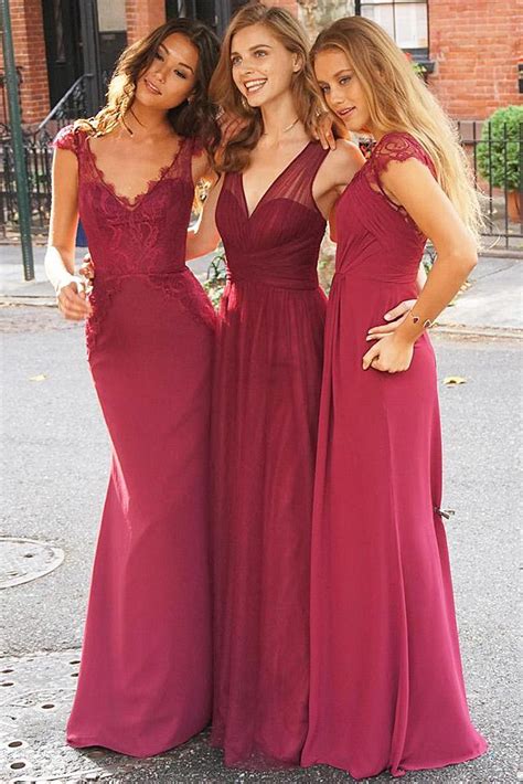 Crafted in silky chiffon from the high bateau neckline to the hem of the long skirt. mismatched-bridesmaid-dresses-chiffon-skirt-burgundy ...