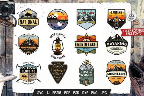 retro camp badges outdoor stickers part 1 by jekson graphics thehungryjpeg
