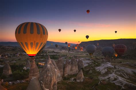 909844 Nature Cappadocia Hot Air Balloons Architecture Sunset