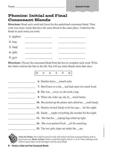 Phonics Initial And Final Consonant Blends Worksheet For 2nd 4th