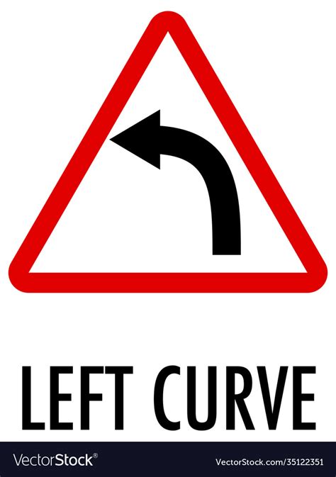 Left Curve Sign On White Background Royalty Free Vector