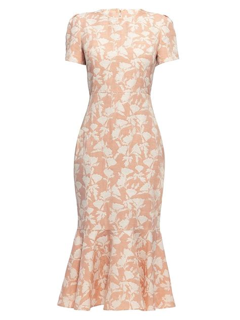 Shoshanna Thompson Jacquard Floral Midi Dress In Pink Lyst