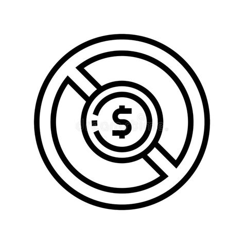 Money Crossed Out Coin Line Icon Vector Illustration Stock Illustration