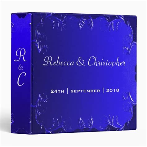Elegant Royal Blue Wedding Album 3 Ring Binder Zazzle