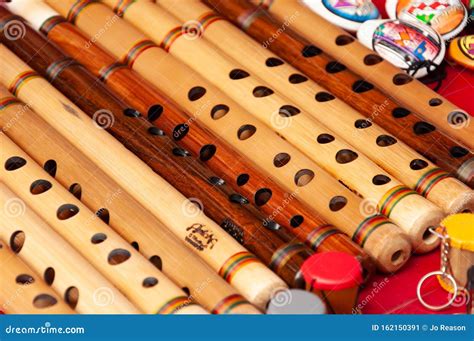 Hand Made Flutes In South American Stock Image Image Of Basket