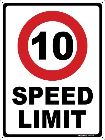 10km Speed Limit Sign 225 X 300 Pvc Southern Workwear