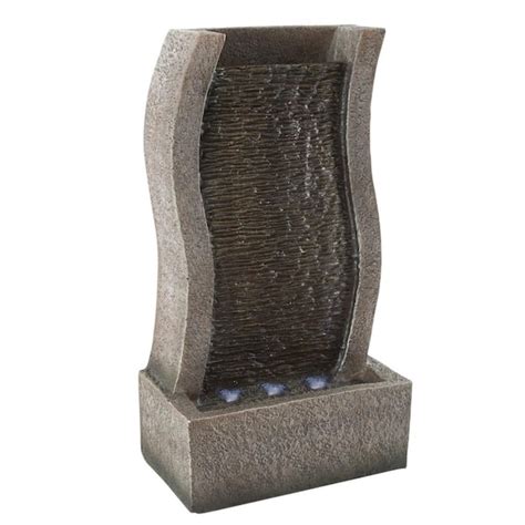 Pure Garden Freestanding Polyresin Stone Wall Waterfall Water Fountain