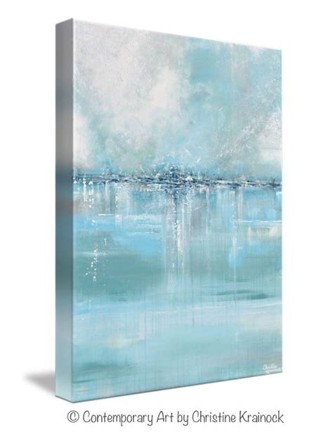 Giclee Print Large Art Abstract Painting Blue White Grey Wall Etsy