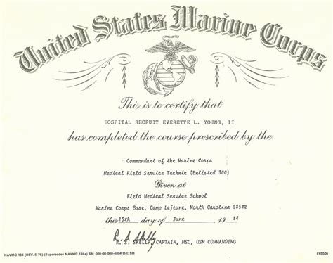 Usmc Certificate Of Commendation Example