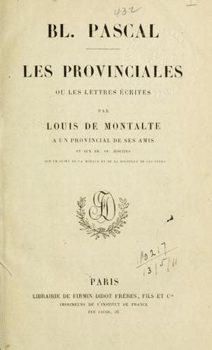 Les Provinciales By Blaise Pascal Open Library