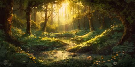 Magical Forest With Warm Golden Sunlight By Pyer0 On Deviantart