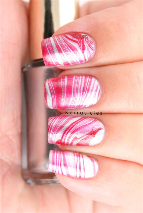 Red And Silver Water Marble July Polish Party