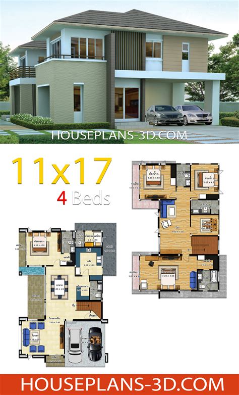 House Plans Idea 15x13 With 4 Bedrooms House Plans 3d Bb7