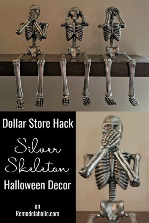 Dollar Store Diy Silver Skeletons Remodelaholic Halloween Decor