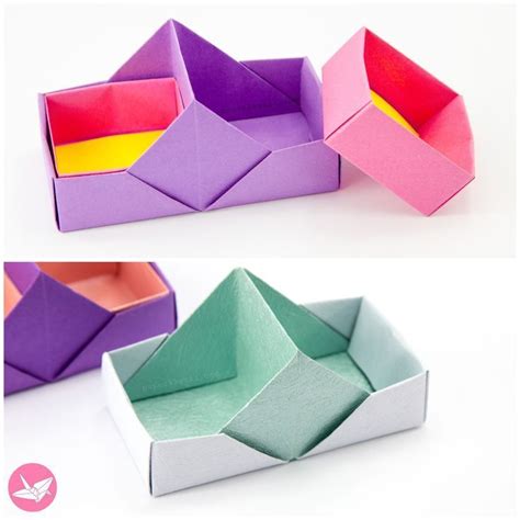 Two Sectioned Origami Tray Box Tutorial Paper Kawaii Cajas De