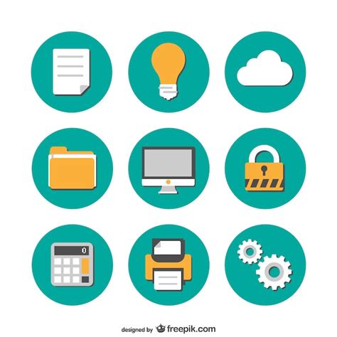 Office Flat Icons Collection Vector Free Download
