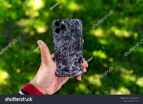 Broken Phone Screen Mans Hand Stock Photo 2160034805 Shutterstock