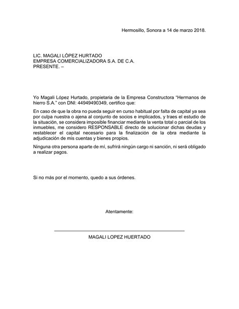 Ejemplo De Carta Responsiva