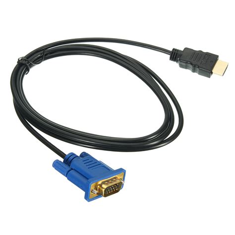 Hdmi Gold Male To Vga Hd 15 Male 15pin Adapter Cable 6ft 18m 1080p