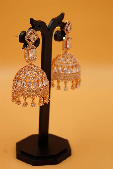 Rose Gold Diamond Jhumki Small Jhumka Indian Jewelry Pakistani