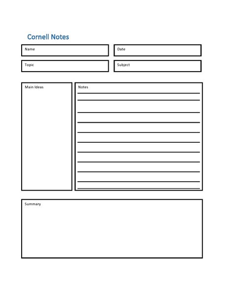 28 Printable Cornell Notes Templates Free Templatearchive