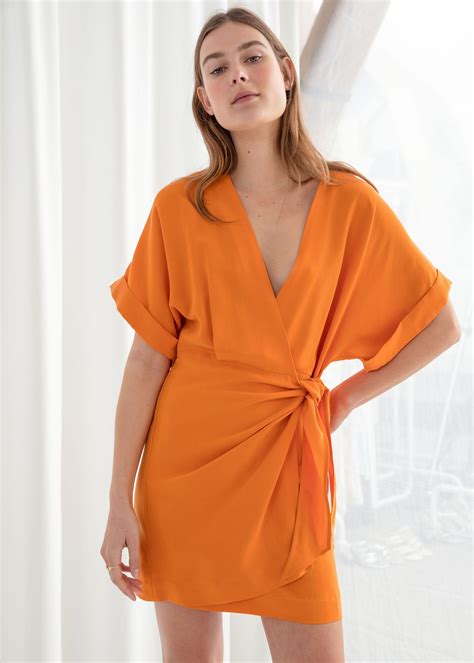 Kimono Wrap Mini Dress Orange Mini Dresses And Other Stories Mini