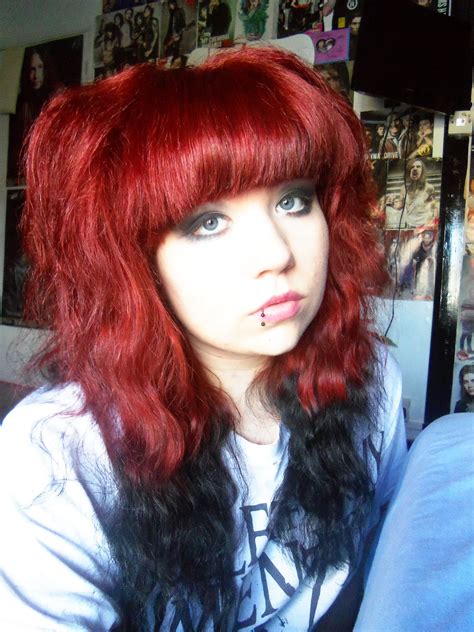 Red And Black Dip Dyeombre Hair Personal Dyed Hair