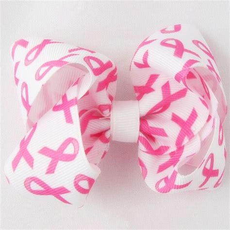 150pcs Breast Cancer Awareness Girls Hair Bow Pink Ribbon Clip In Girl