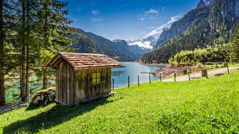 Breathtaking Sunrise At Gosausee Lake In Gosau Alps Austria Europe