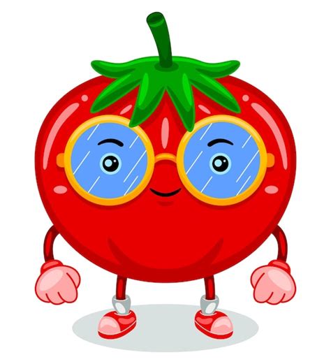 Ilustración De Vector De Personaje De Mascota De Tomate Lindo Vector