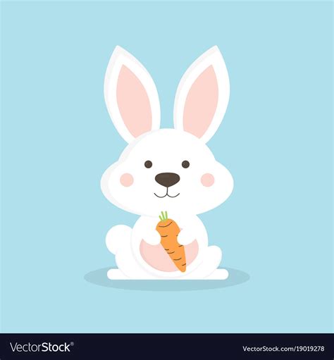 White Cute Rabbit Royalty Free Vector Image Vectorstock