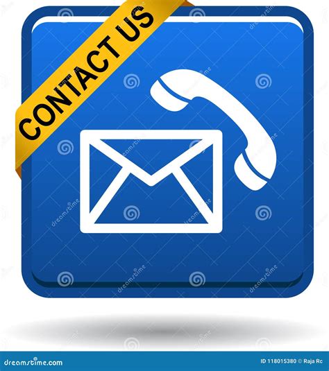 Contact Us Button Mail Call Icons Blue Stock Vector Illustration Of